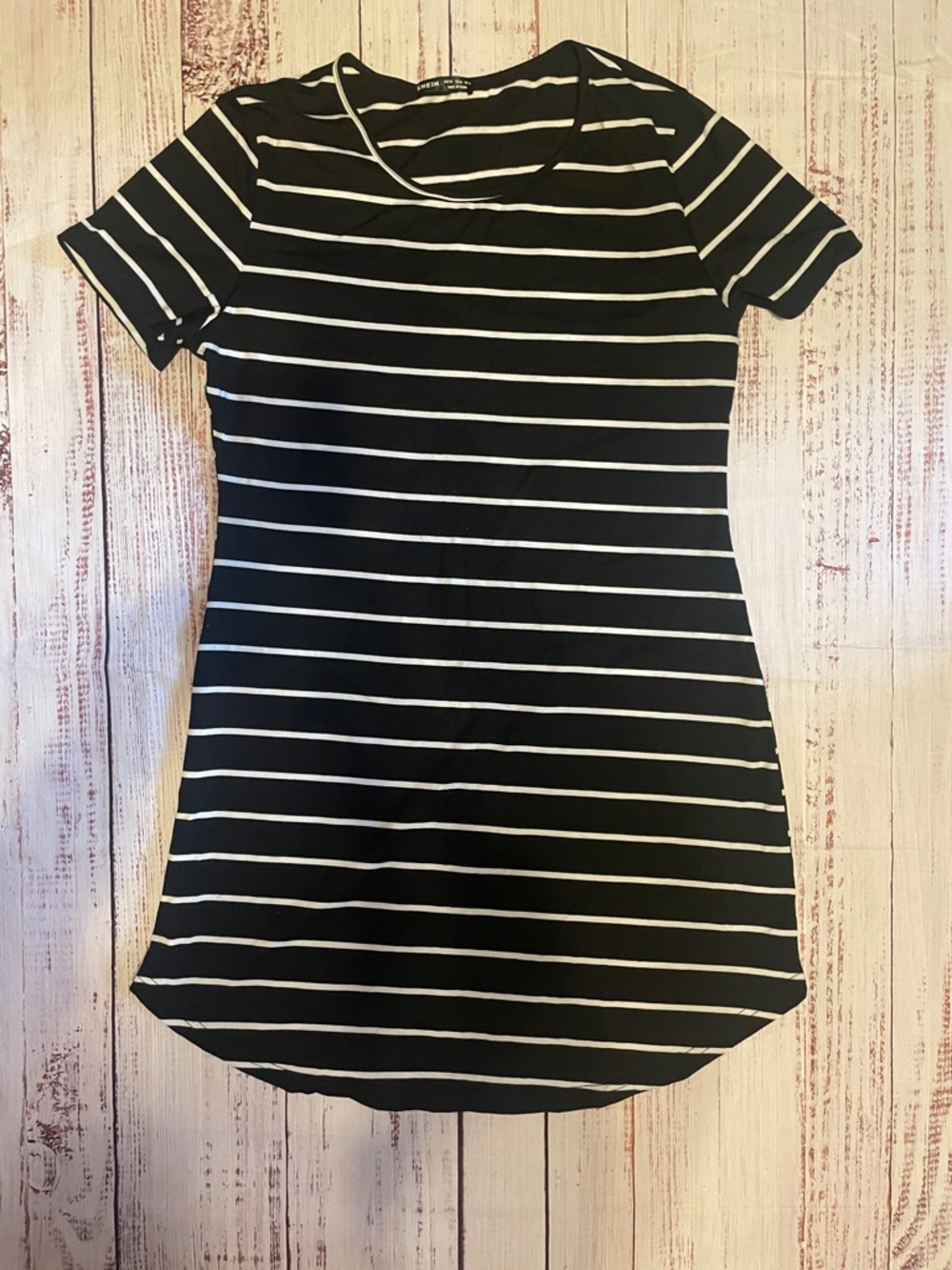 SHEIN Black and White Striped Crew Neck dress